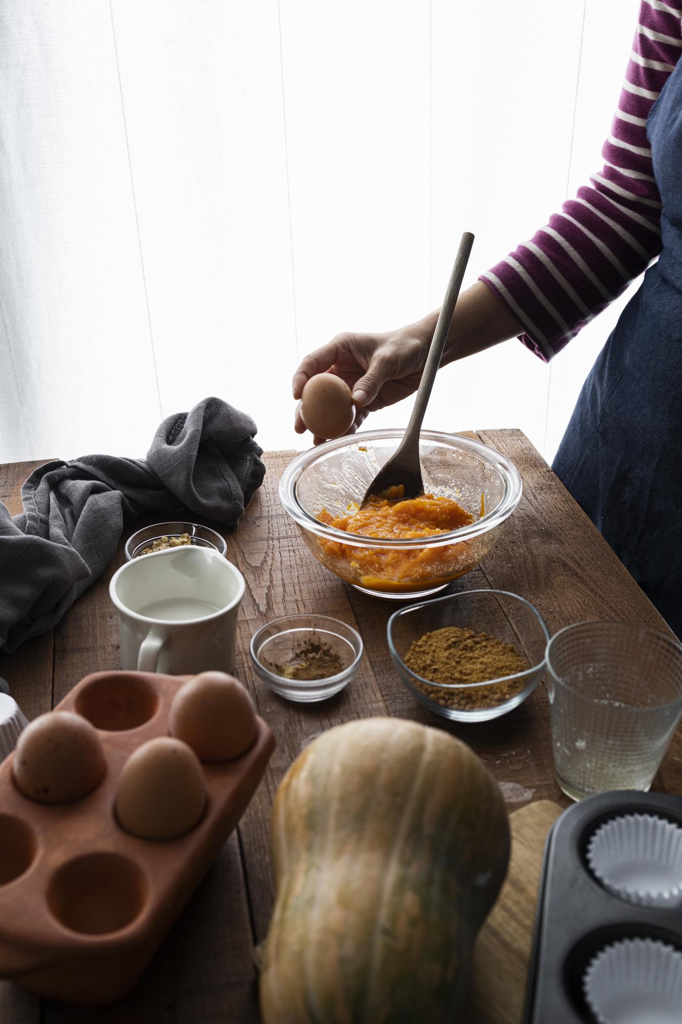 Craft kitchen workspace with spices and utensils